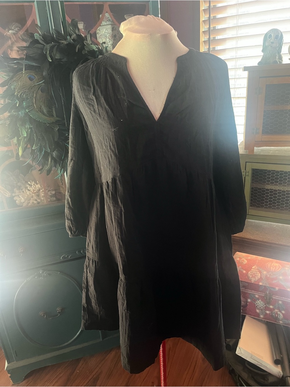 Gap Black Women's Long-Sleeve V-Neck Tunic dress XL